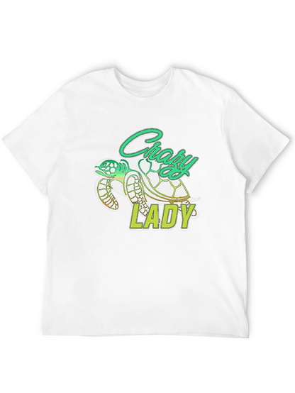 Crazy Lady Turtle T-Shirt - Black