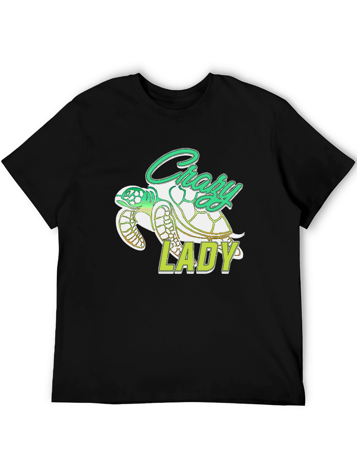 Crazy Lady Turtle T-Shirt - Black