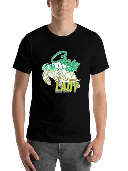 Crazy Lady Turtle T-Shirt - Black