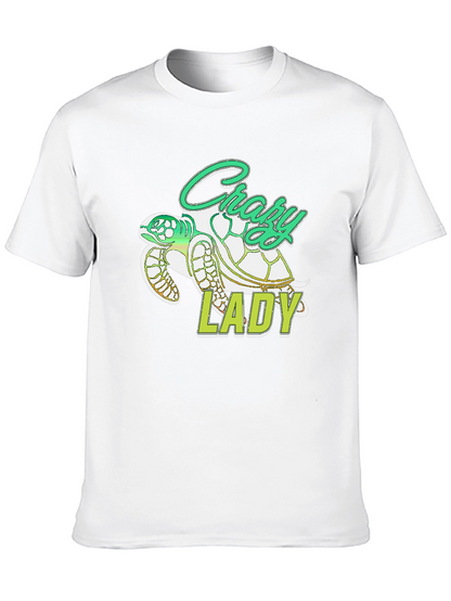 Crazy Lady Turtle T-Shirt - Black