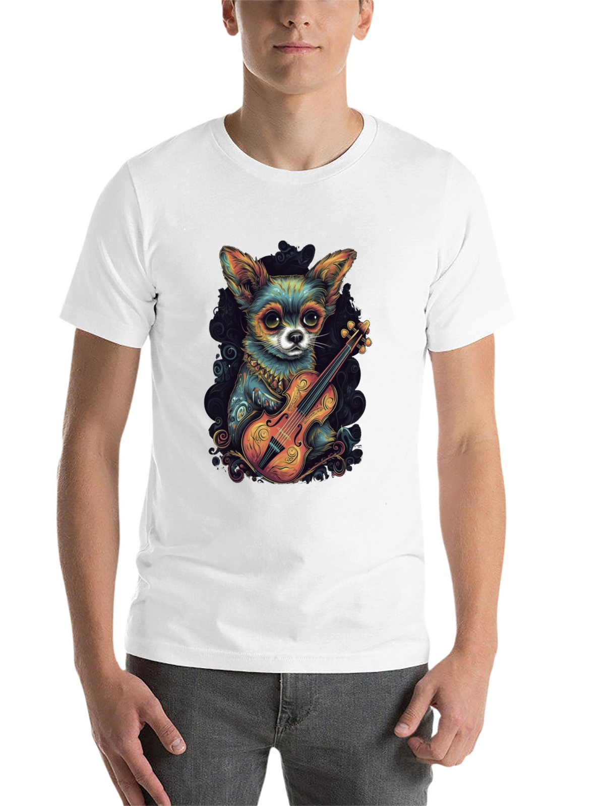 Chihuahua Violinist Graphic T-Shirt