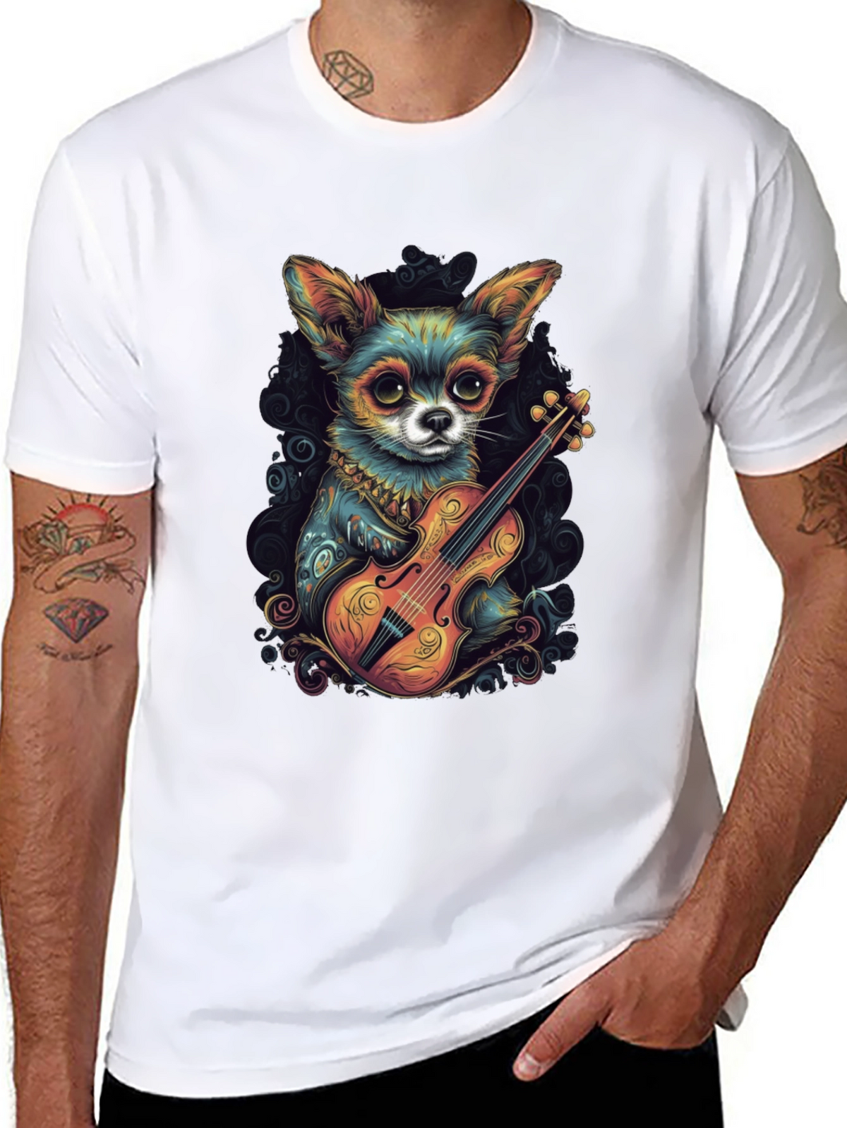 Chihuahua Violinist Graphic T-Shirt
