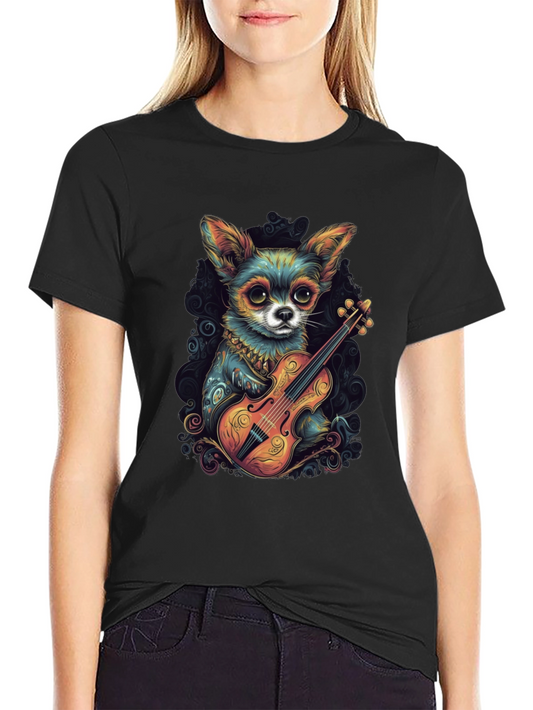 Chihuahua Violinist Graphic T-Shirt