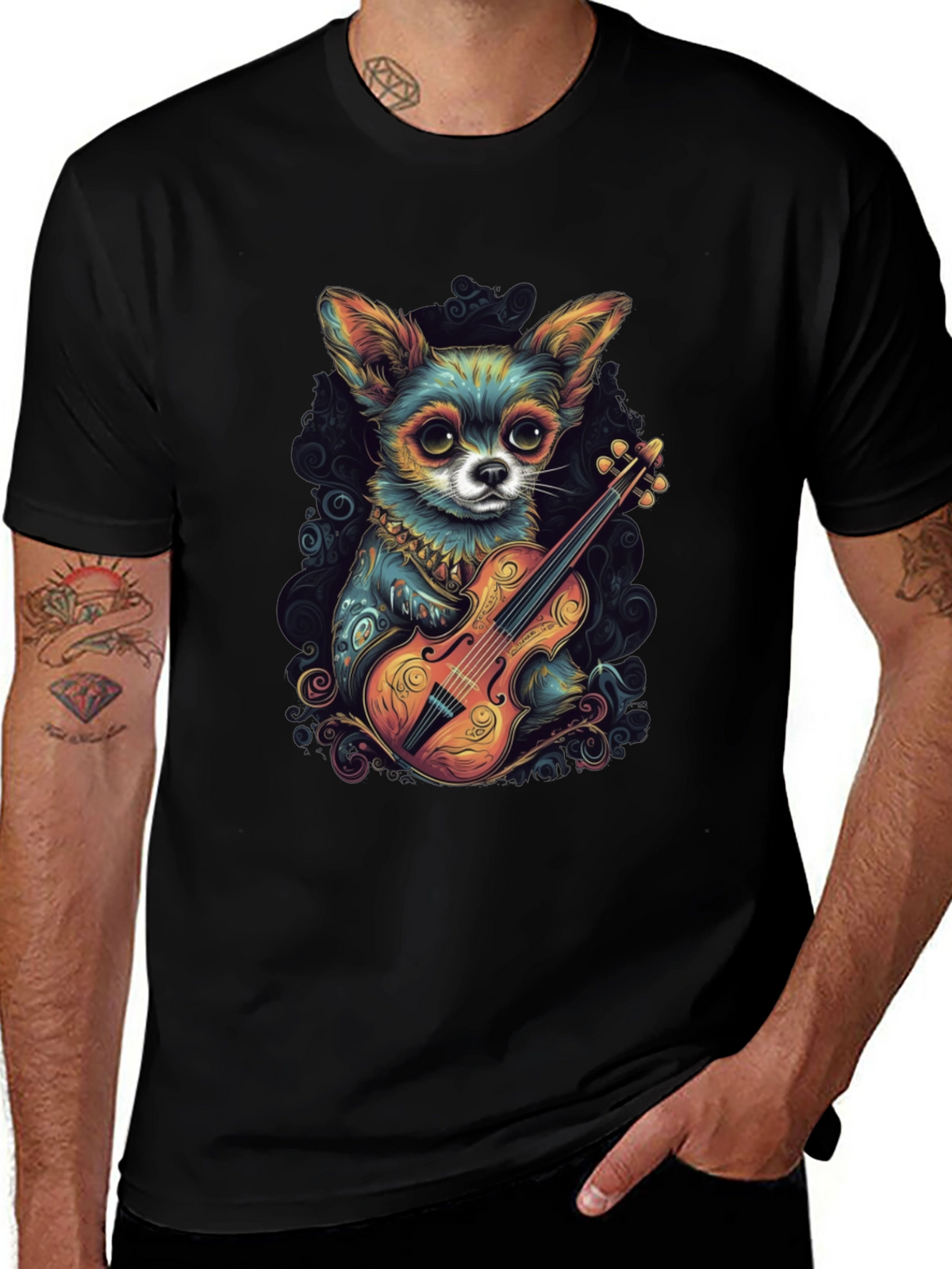 Chihuahua Violinist Graphic T-Shirt