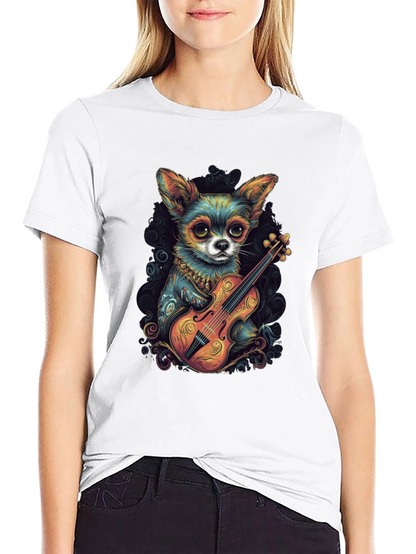 Chihuahua Violinist Graphic T-Shirt