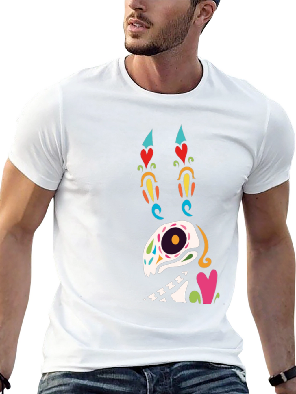 Sugar Skull Dog Graphic T-Shirt