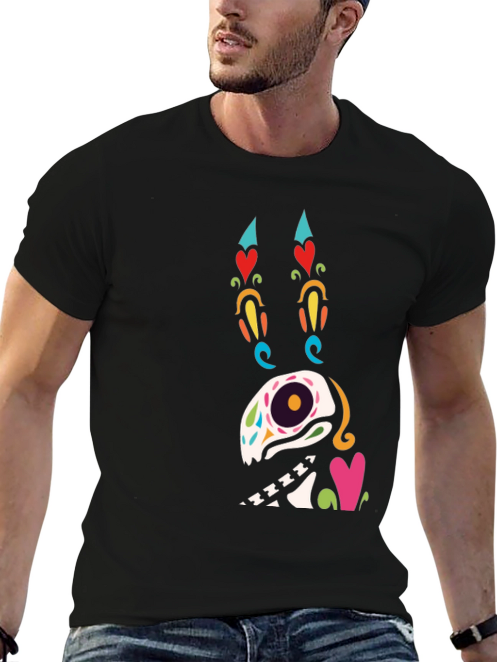 Sugar Skull Dog Graphic T-Shirt