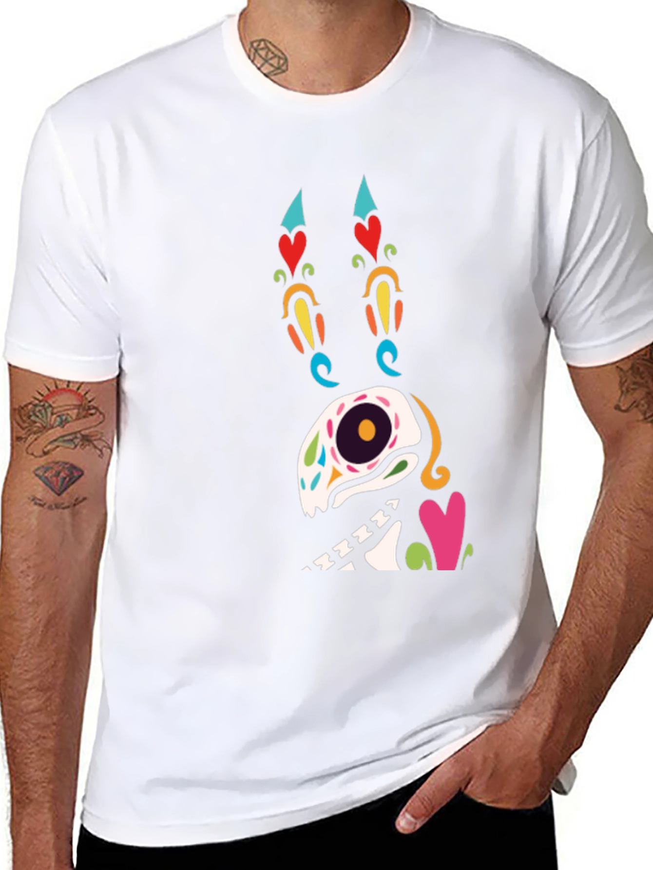 Sugar Skull Dog Graphic T-Shirt