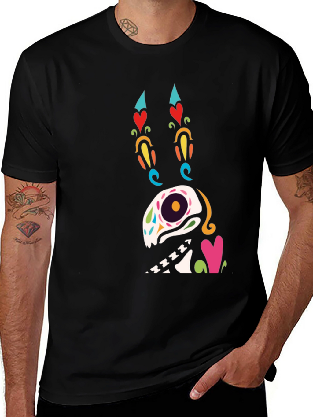 Sugar Skull Dog Graphic T-Shirt