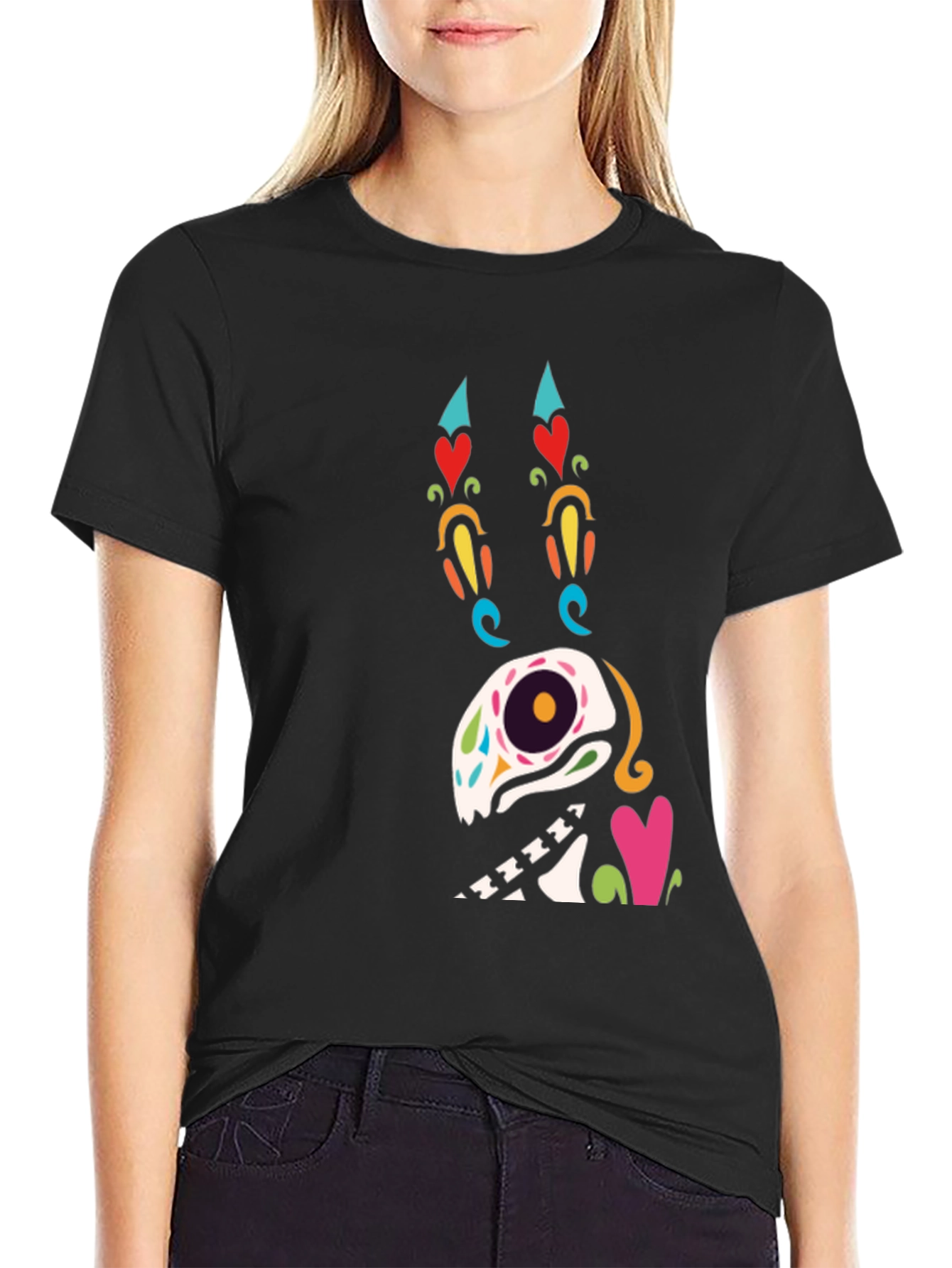Sugar Skull Dog Graphic T-Shirt
