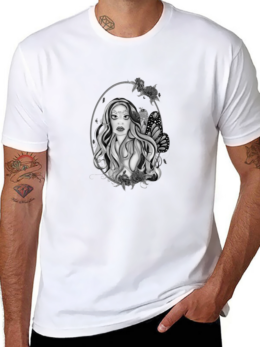 Mystic Woman Graphic Tee - Black Cotton Blend T-Shirt
