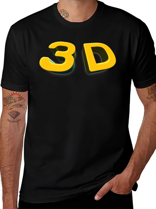 Bold 3D Graphic Tee - Black Cotton Blend