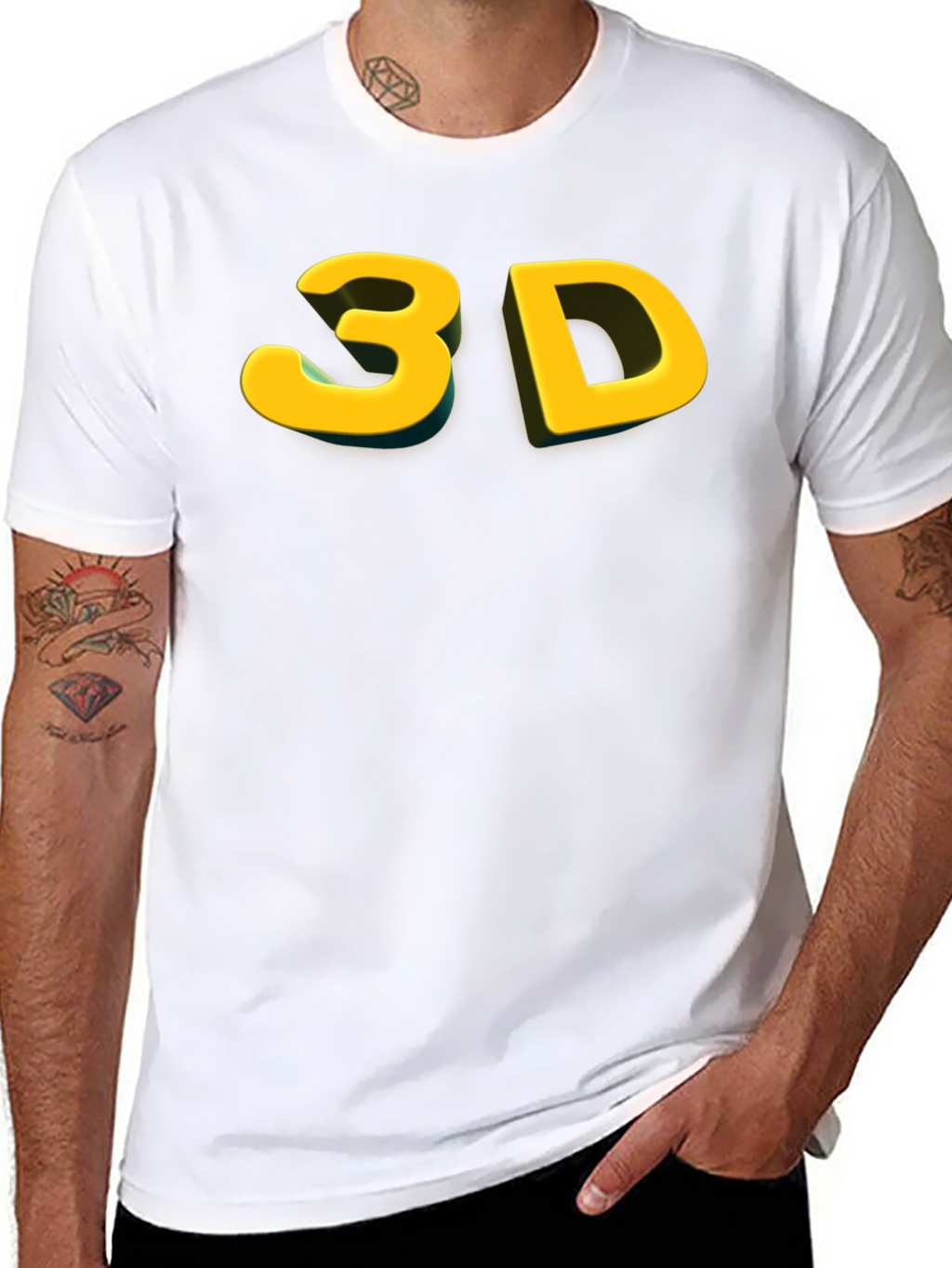 Bold 3D Graphic Tee - Black Cotton Blend