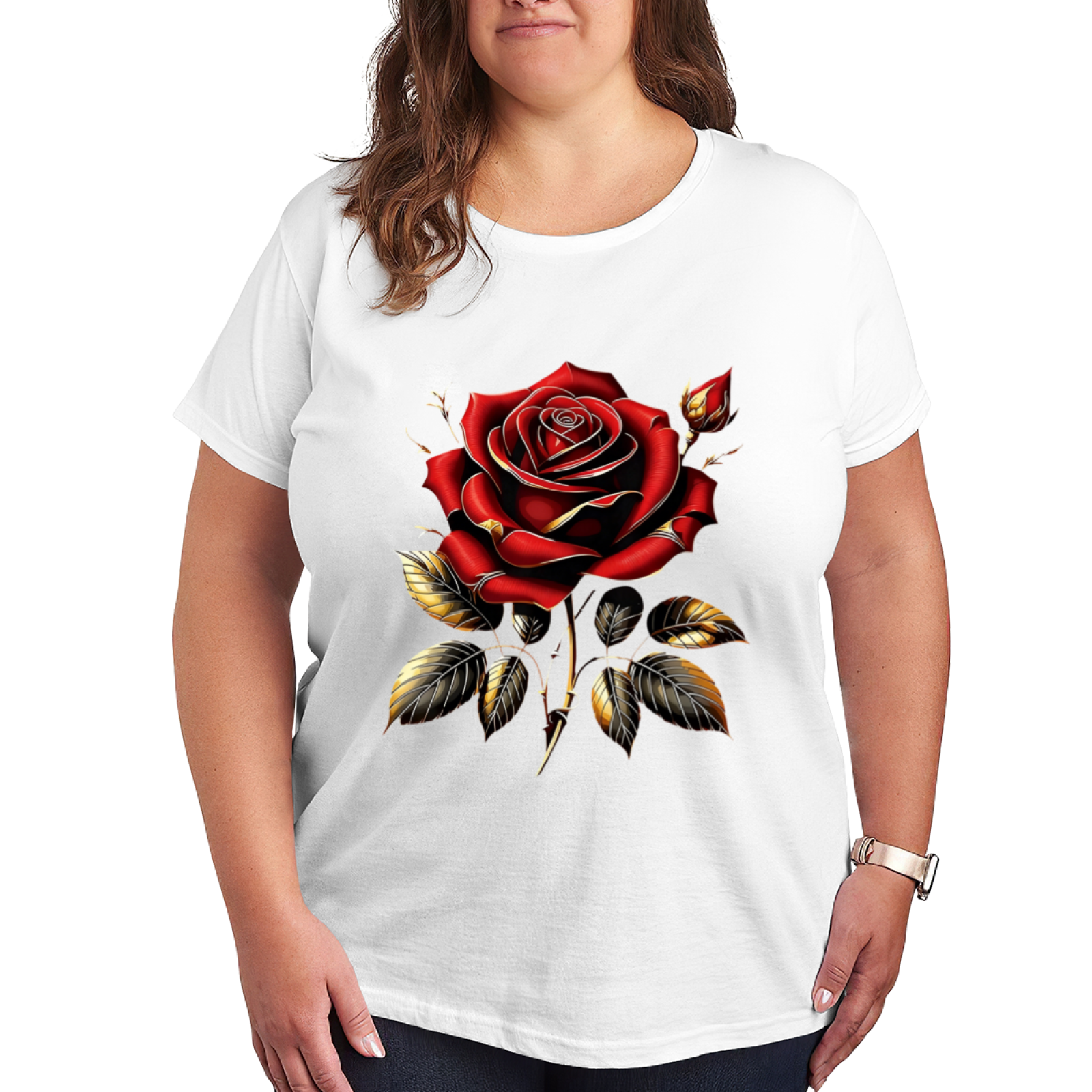 Dark Blood Red Thorn Roses Gothic Edgy Graphic Tee