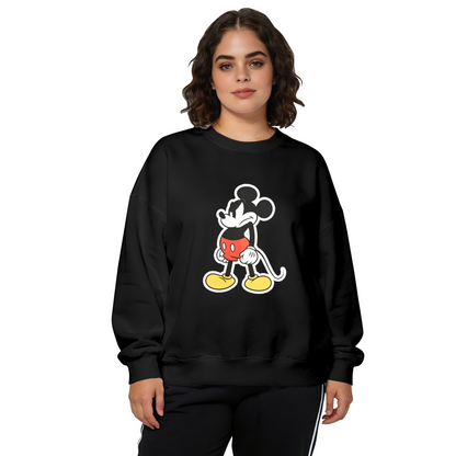Grumpy Angry Mickey Mouse Vintage Print Crewneck Sweatshirt