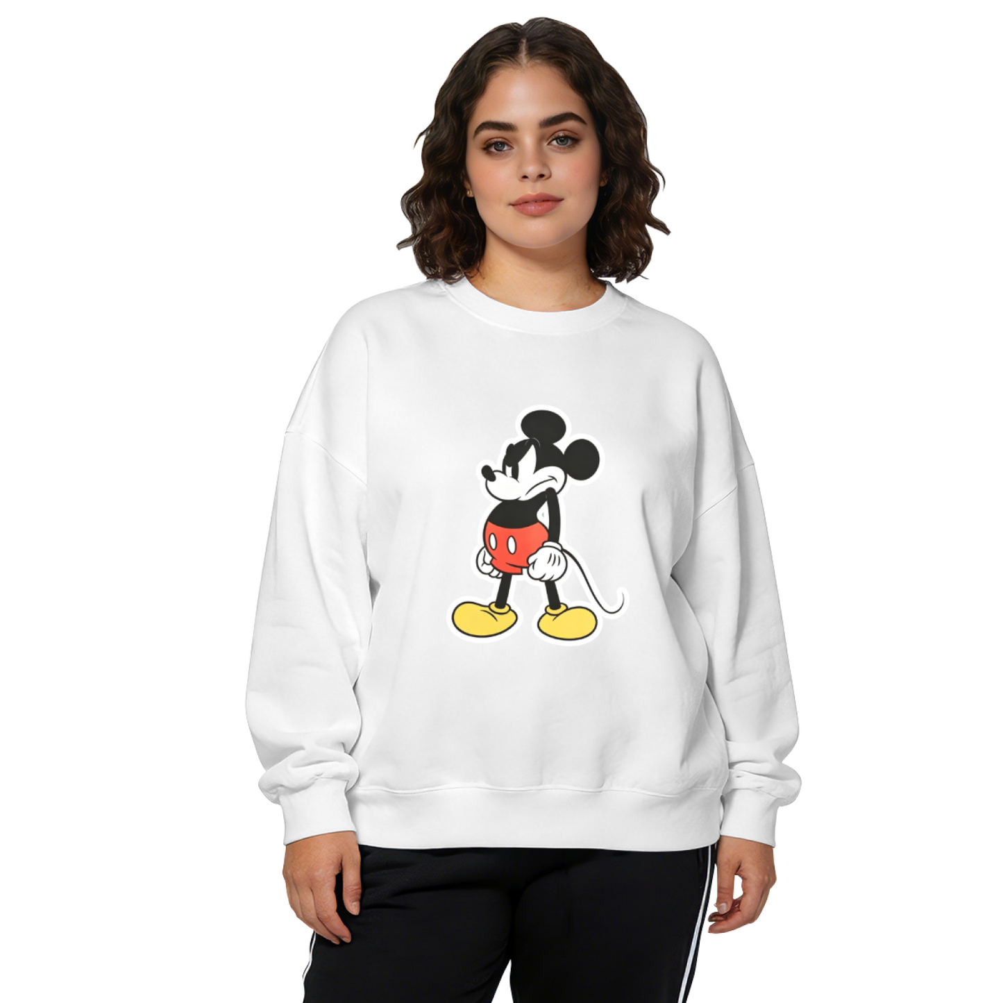 Grumpy Angry Mickey Mouse Vintage Print Crewneck Sweatshirt
