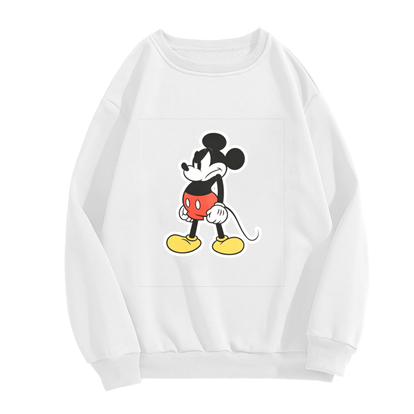 Grumpy Angry Mickey Mouse Vintage Print Crewneck Sweatshirt