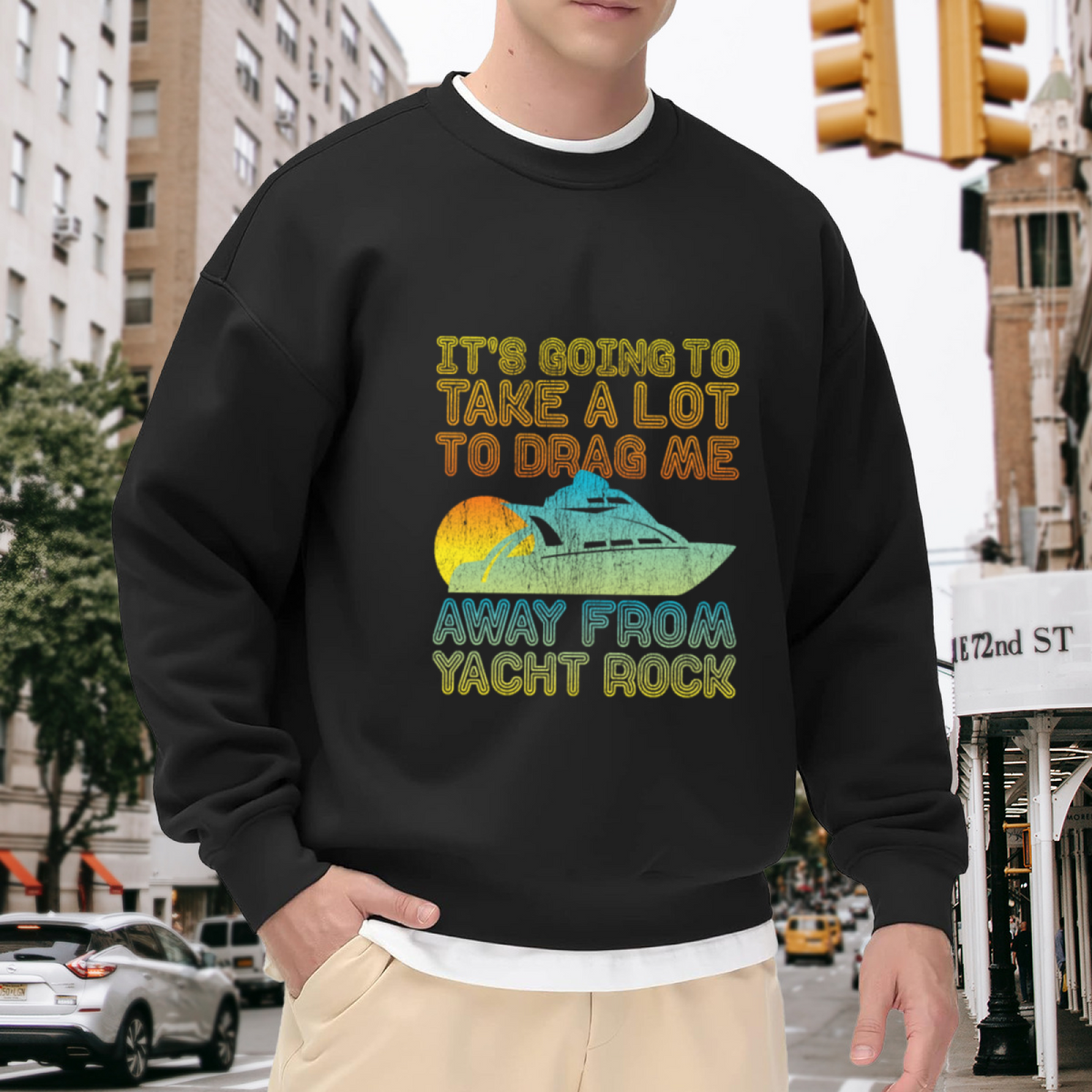 Yacht Rock Sunset Crewneck Sweatshirt, Retro Boat Nautical Pullover, Music Lover Gift