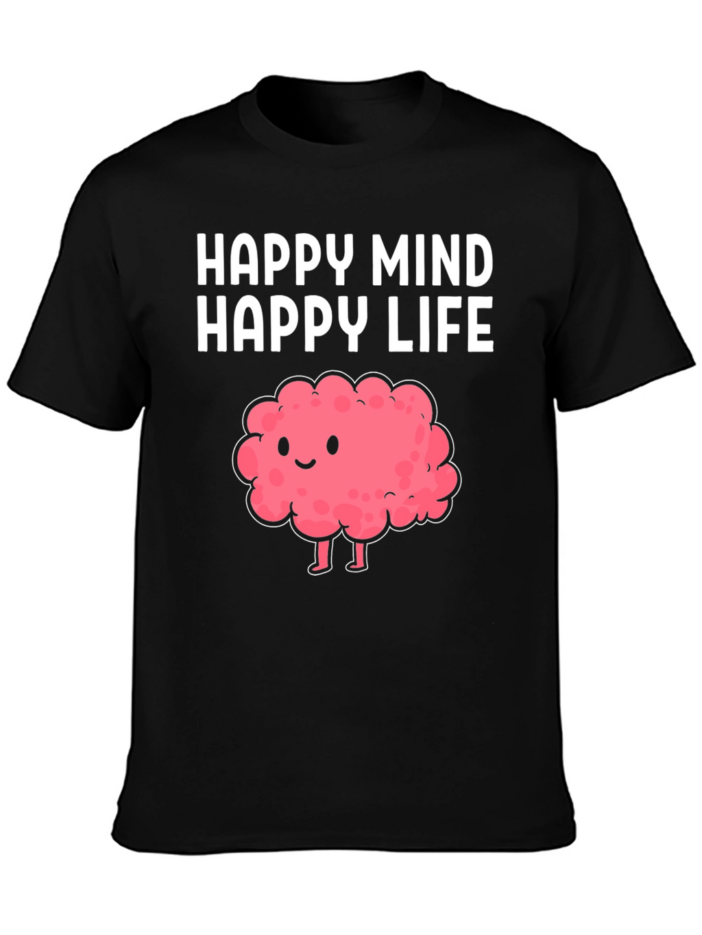 Happy Mind Happy Life Cartoon Brain T-Shirt