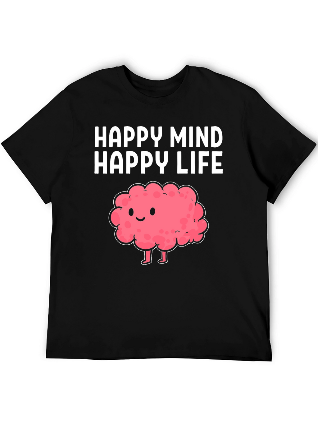 Happy Mind Happy Life Cartoon Brain T-Shirt