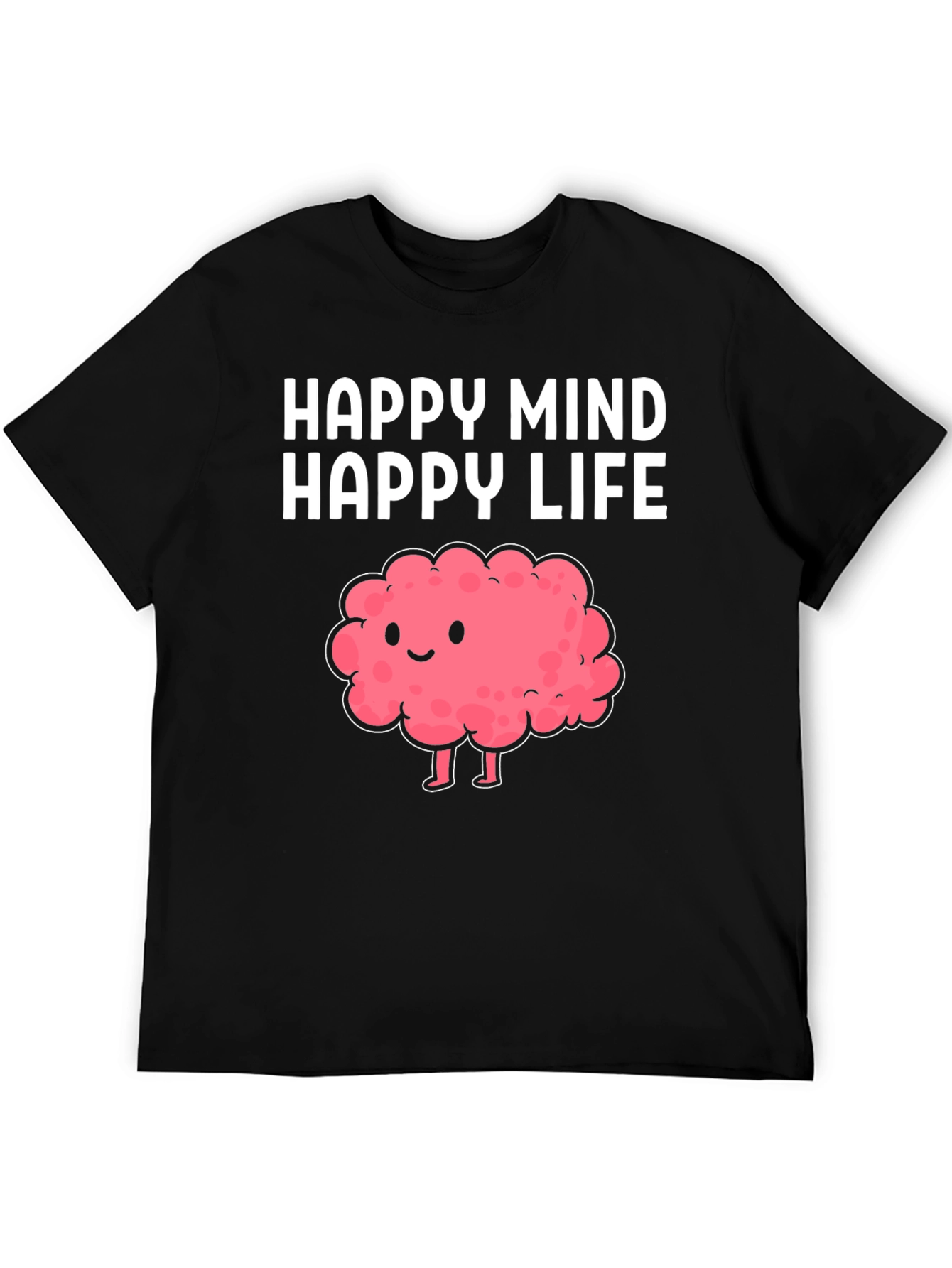 Happy Mind Happy Life Cartoon Brain T-Shirt