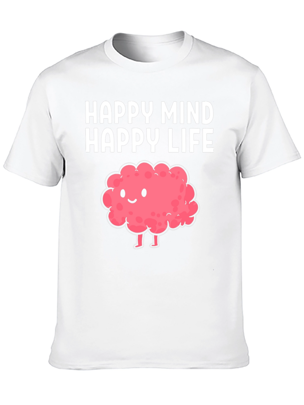 Happy Mind Happy Life Cartoon Brain T-Shirt