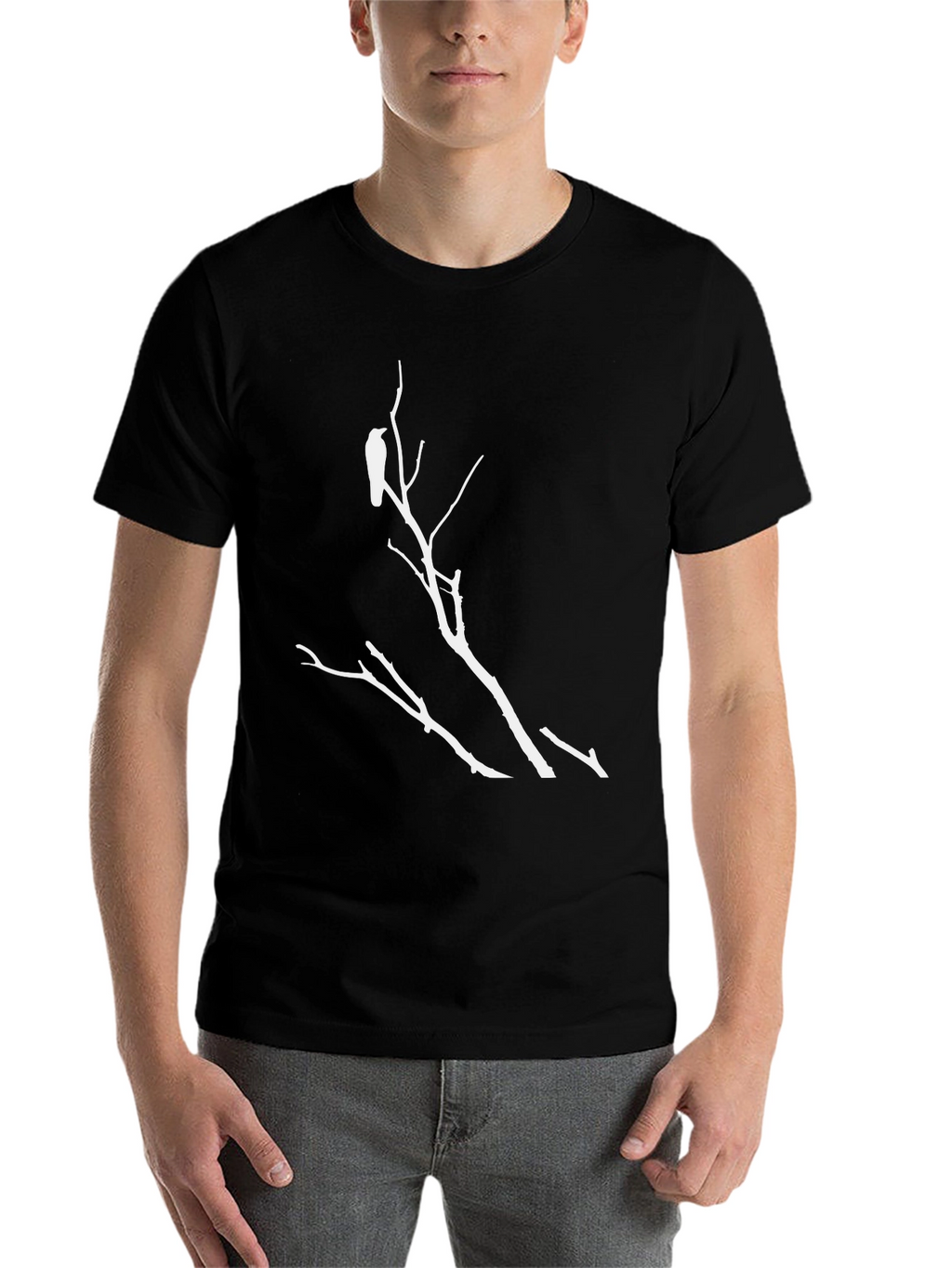 Raven Branch Graphic Tee - Stylish Black T-Shirt