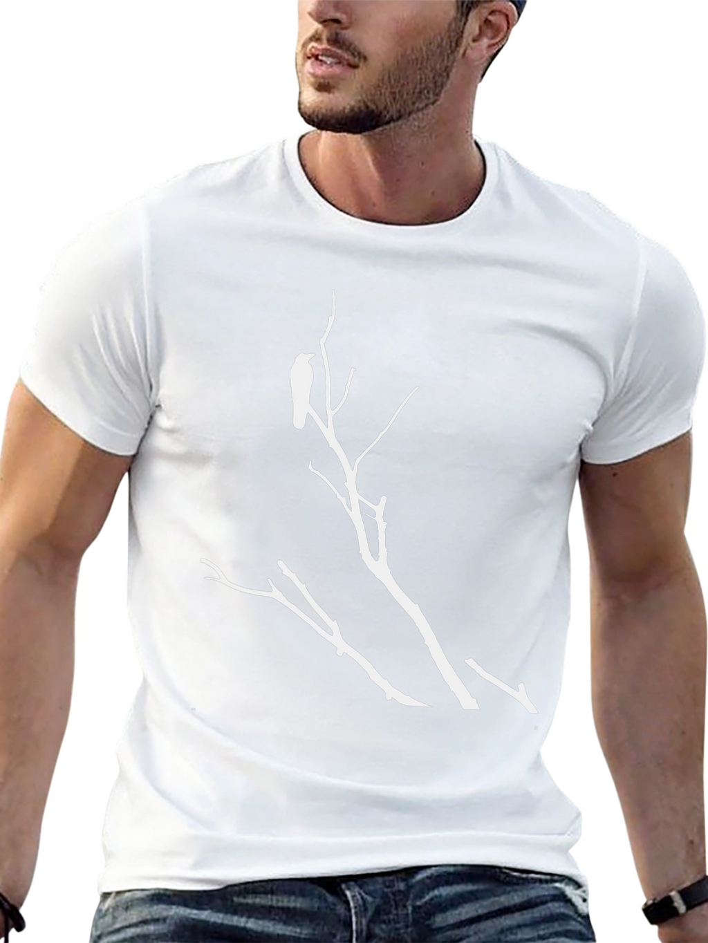 Raven Branch Graphic Tee - Stylish Black T-Shirt