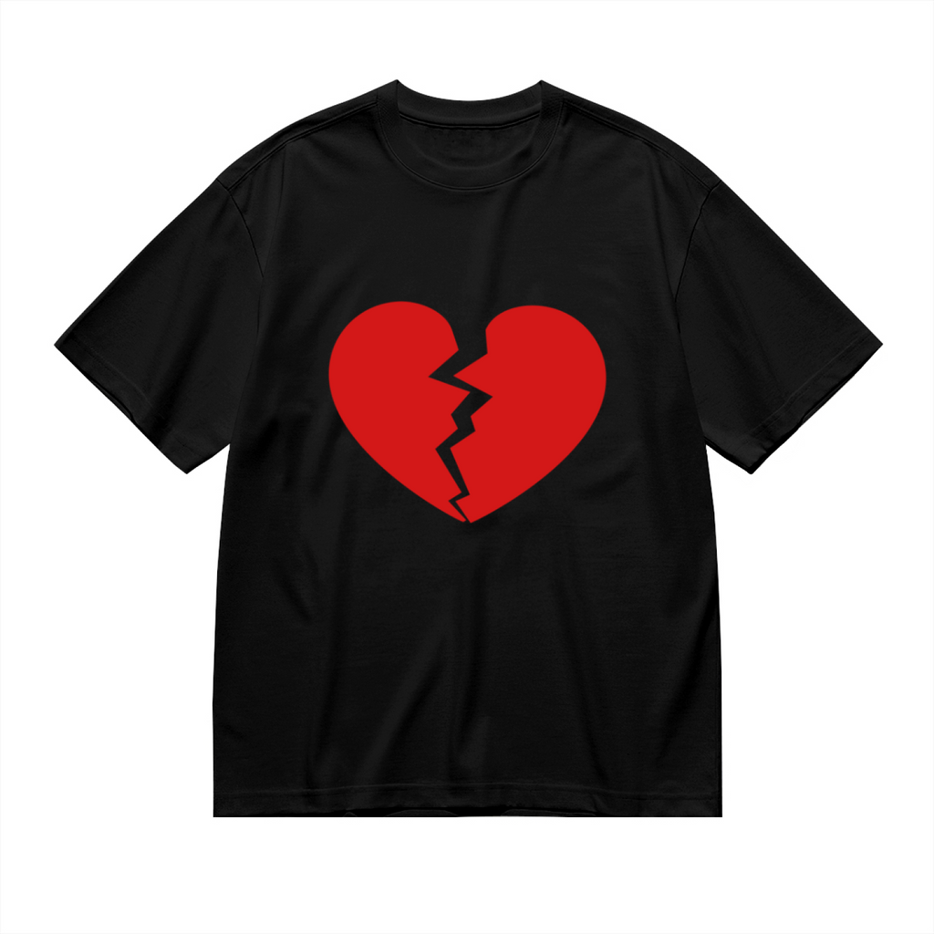 Simple Broken Red Heart Minimalist T-Shirt