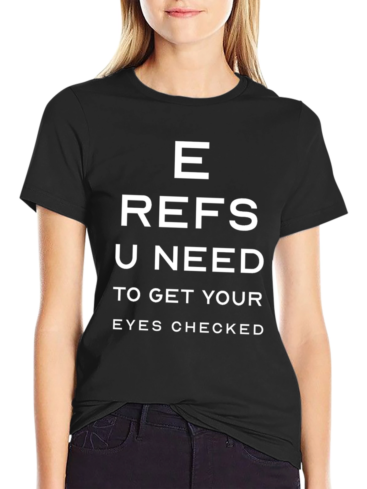 Funny Referees Eye Chart Black T-Shirt