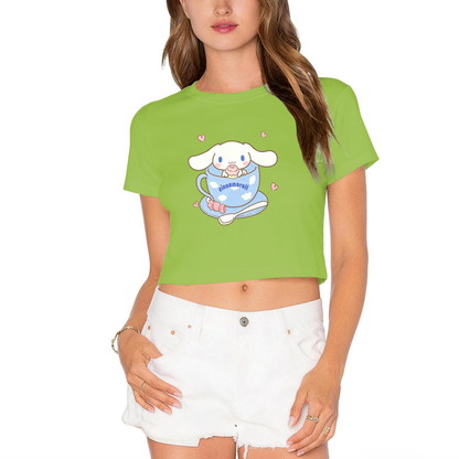 Sweet Teacup Cinnamoroll Heart Accent White Cropped Top