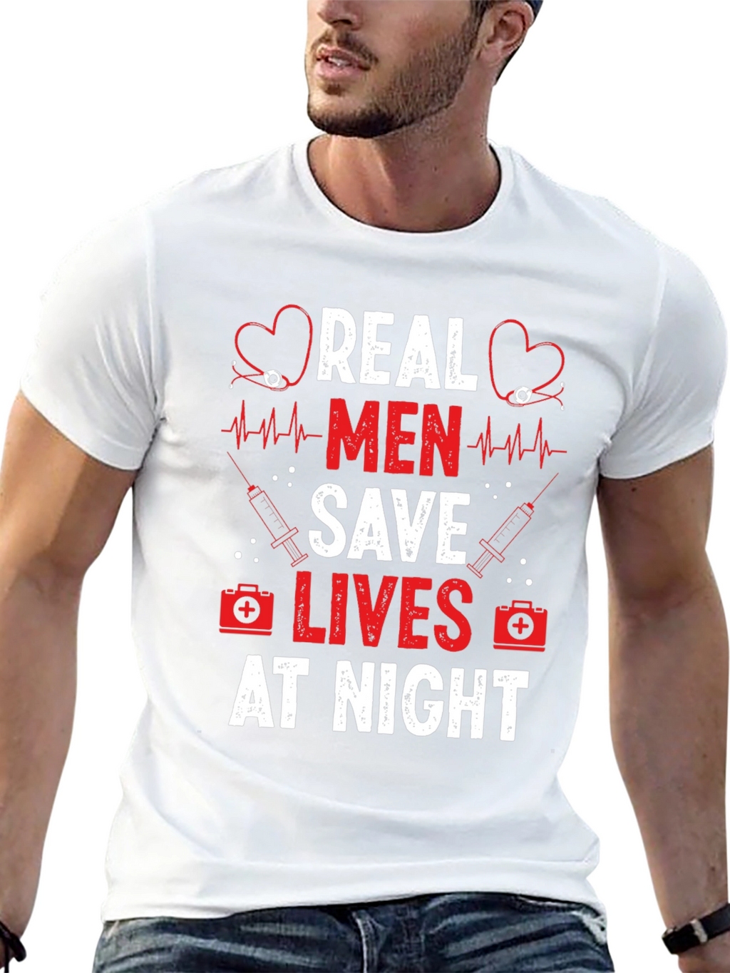 Real Men Save Lives at Night Graphic Tee