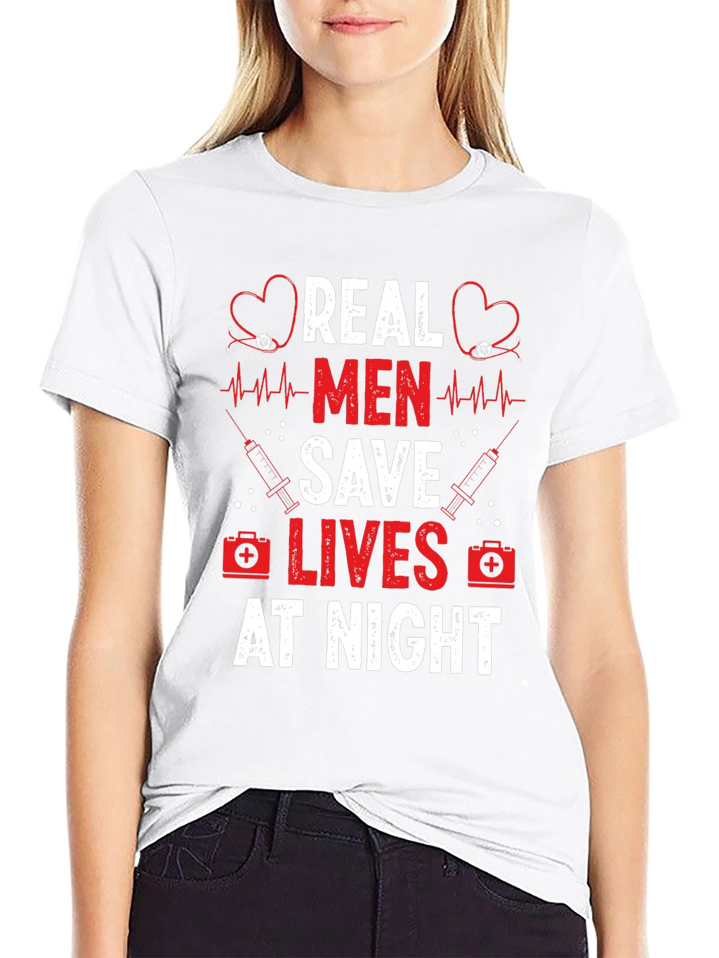 Real Men Save Lives at Night Graphic Tee