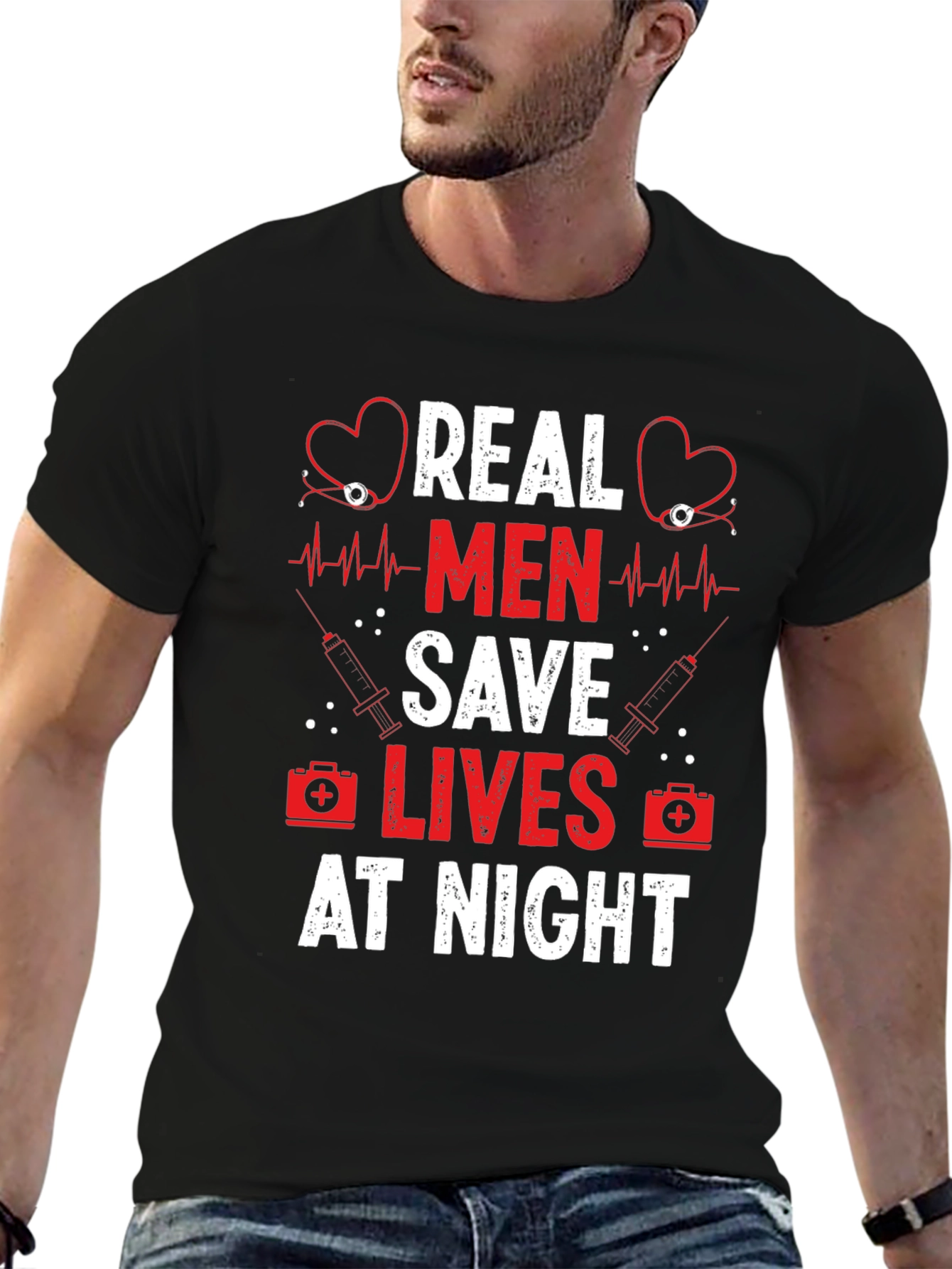 Real Men Save Lives at Night Graphic Tee