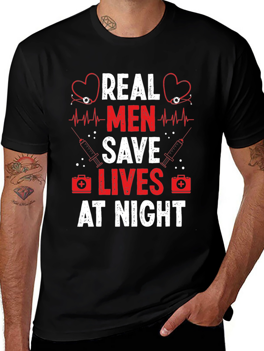 Real Men Save Lives at Night Graphic Tee