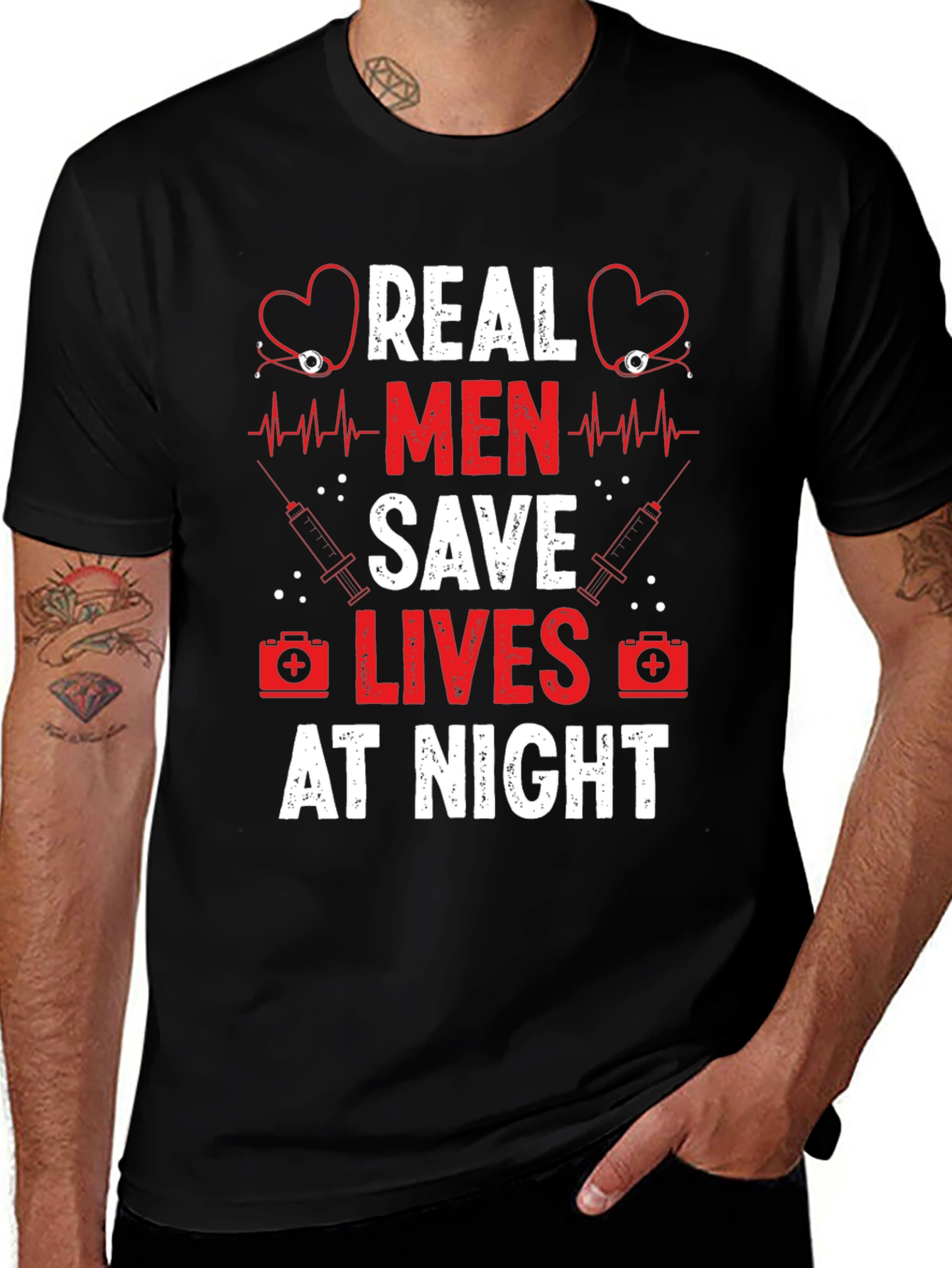 Real Men Save Lives at Night Graphic Tee