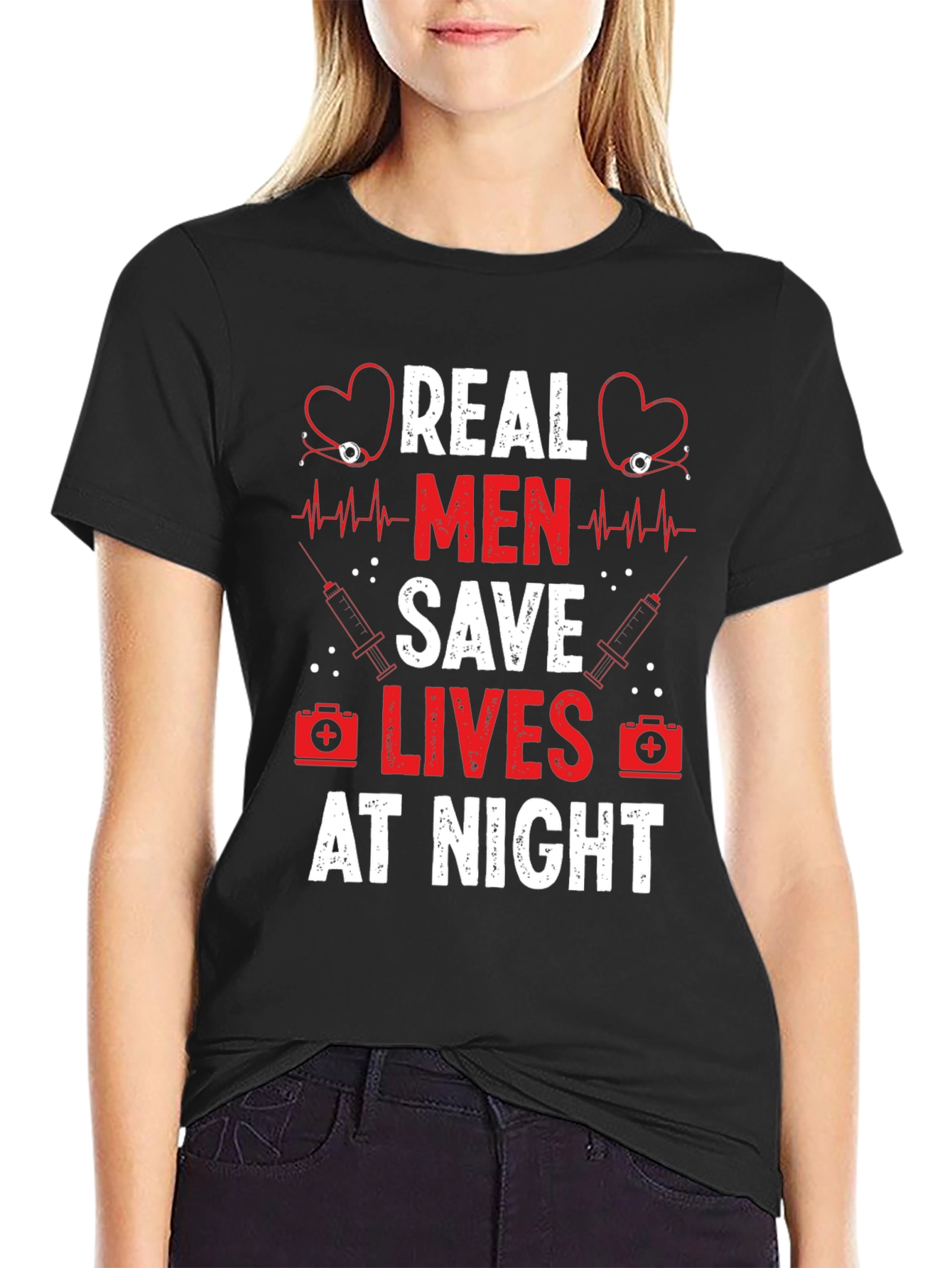 Real Men Save Lives at Night Graphic Tee