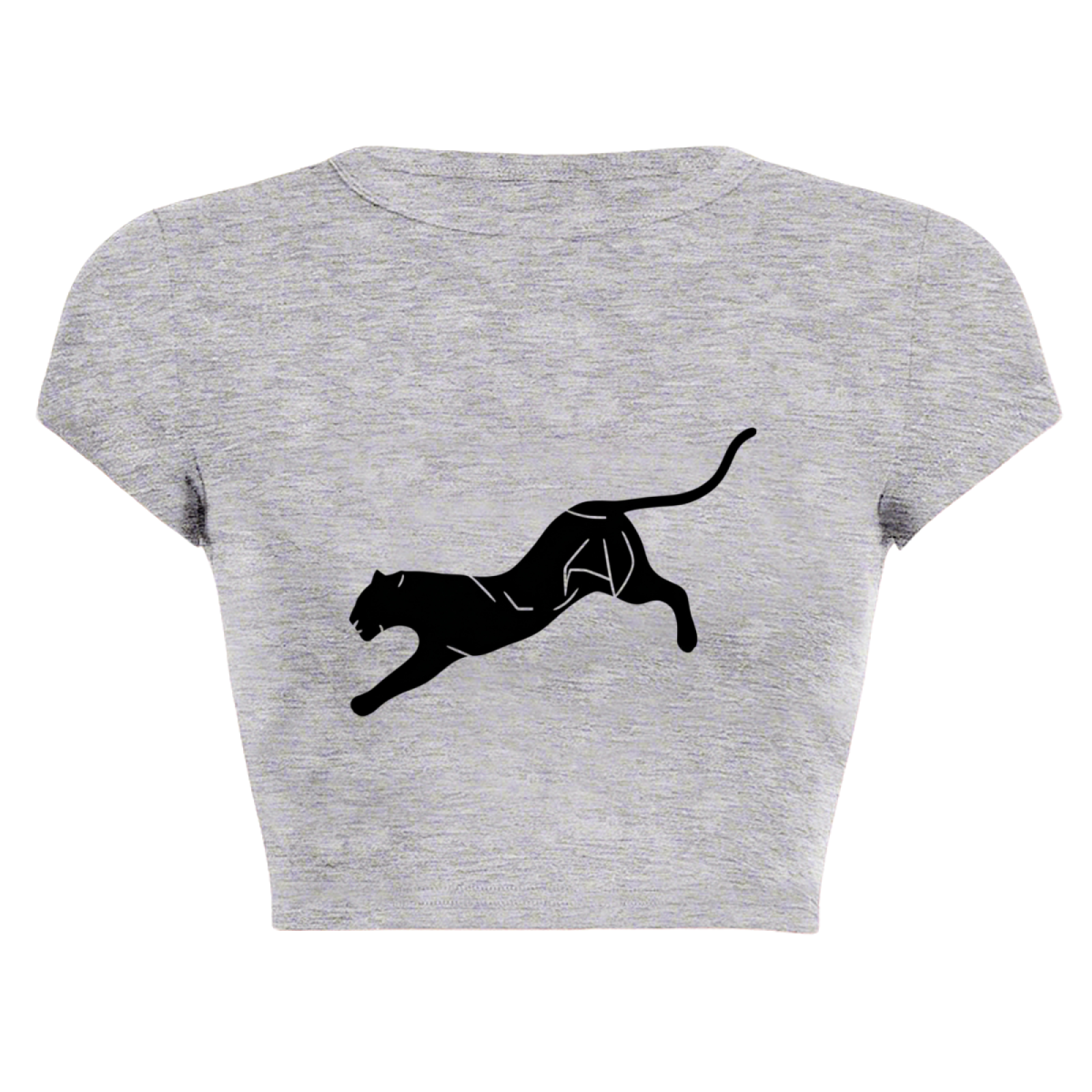 Minimal Black Panther Streetwear Grey Crop Top
