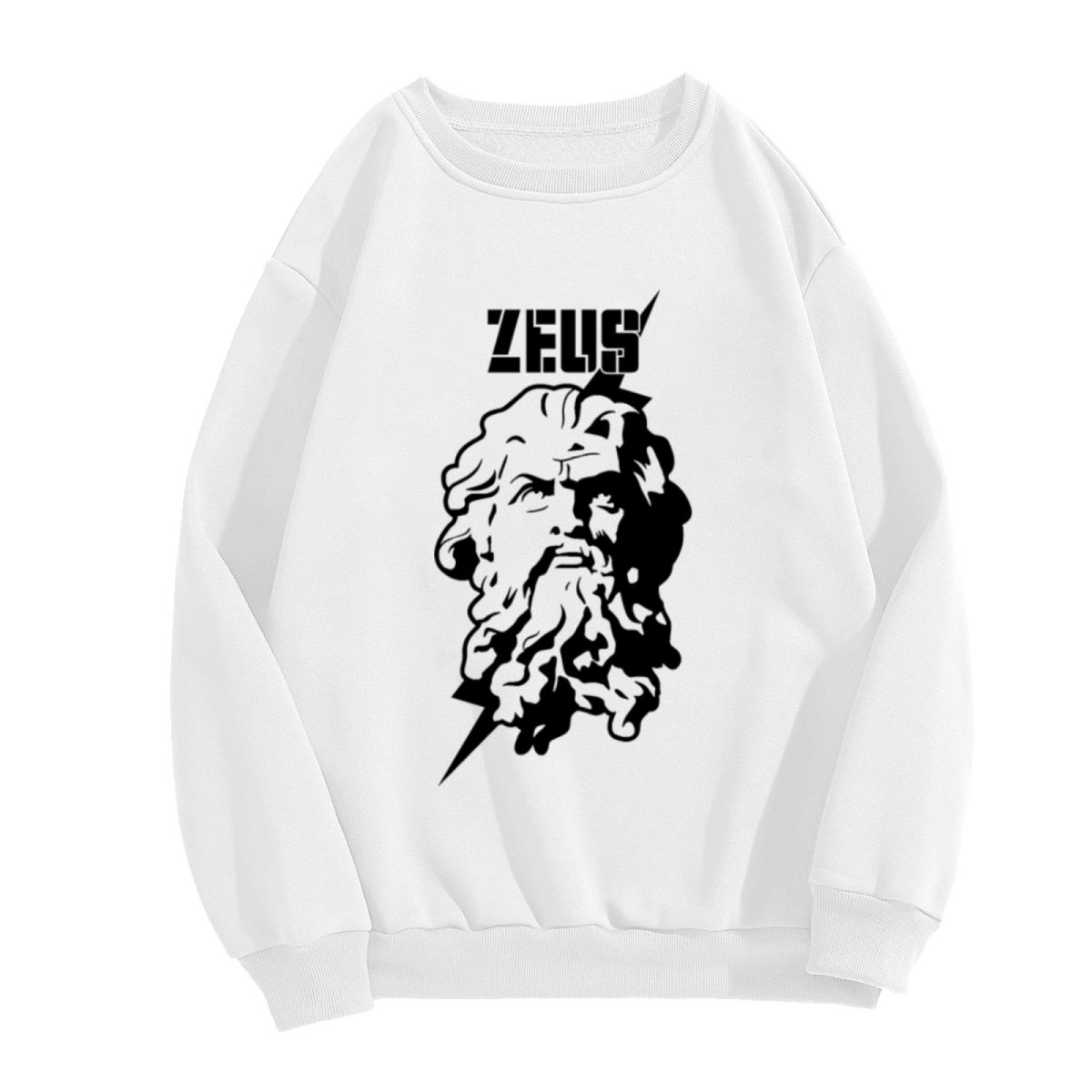 Zeus Greek God Crewneck Sweatshirt - Mythology Lightning Bolt Graphic, Ancient Greek Legend Pullover, God Of Thunder Top