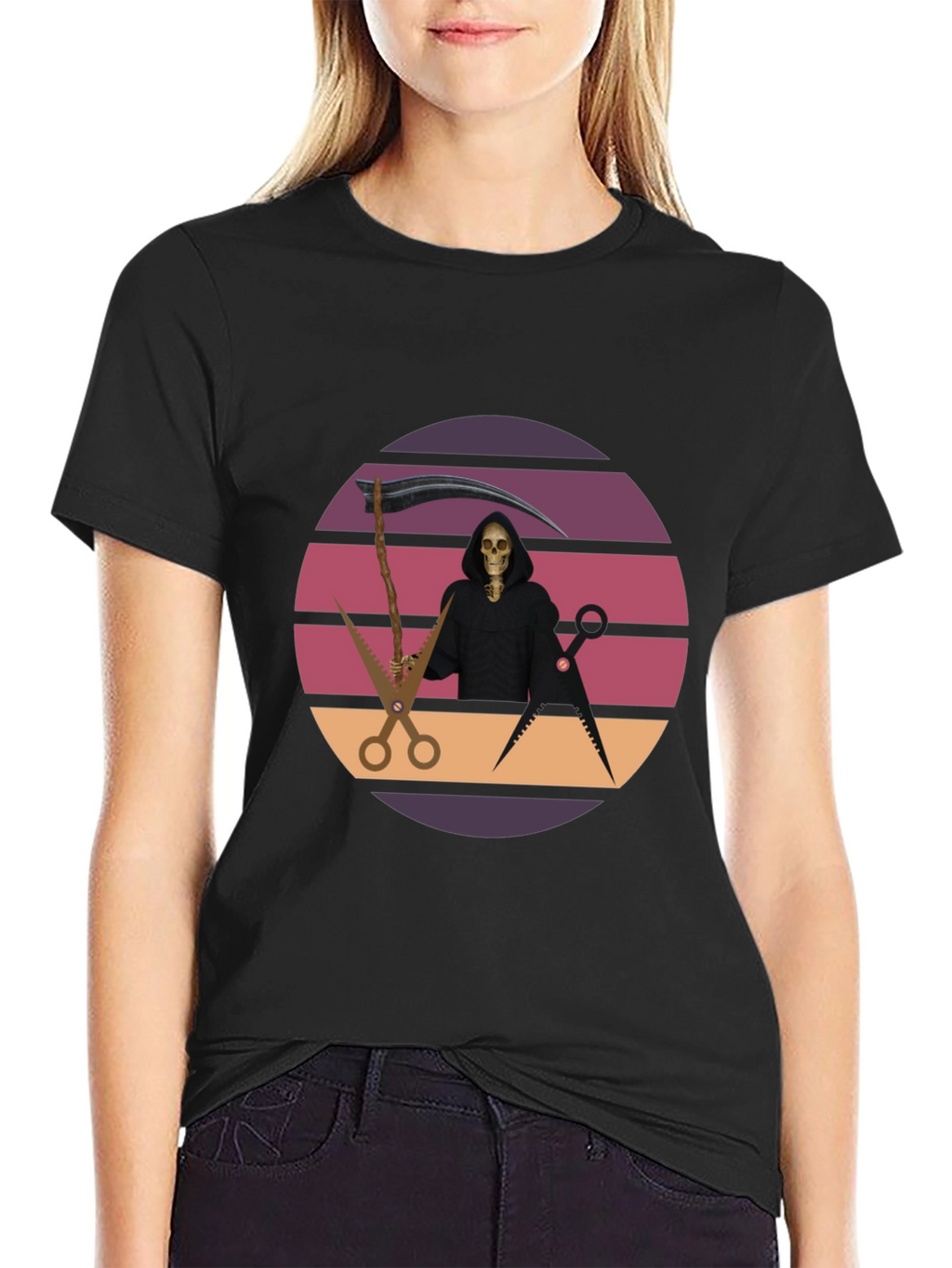 Retro Grim Reaper Barber T-Shirt
