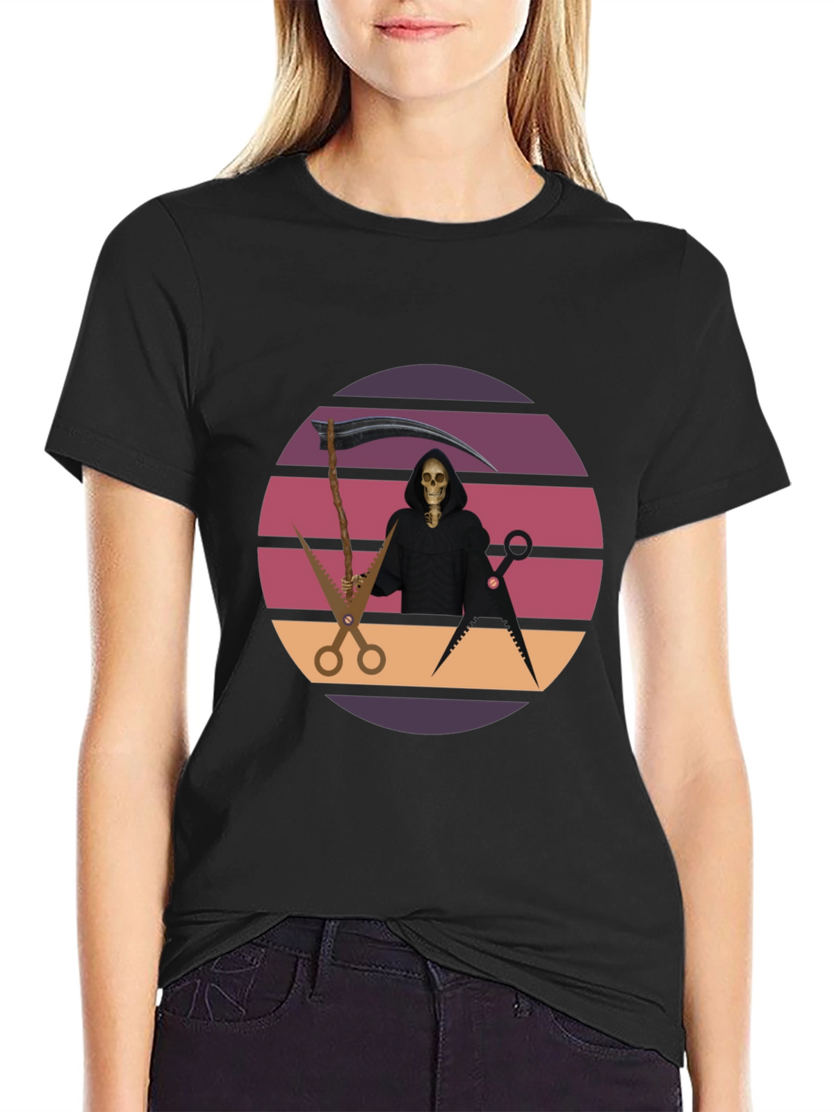 Retro Grim Reaper Barber T-Shirt