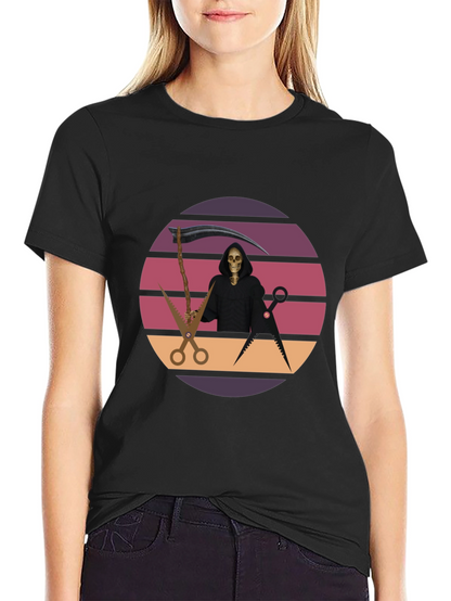 Retro Grim Reaper Barber T-Shirt