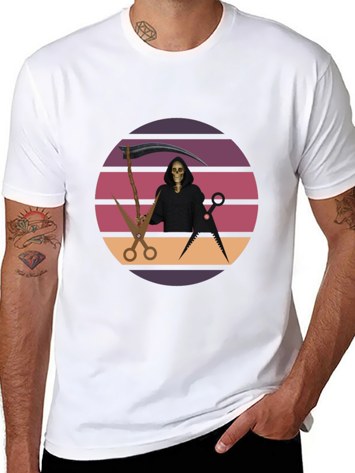 Retro Grim Reaper Barber T-Shirt