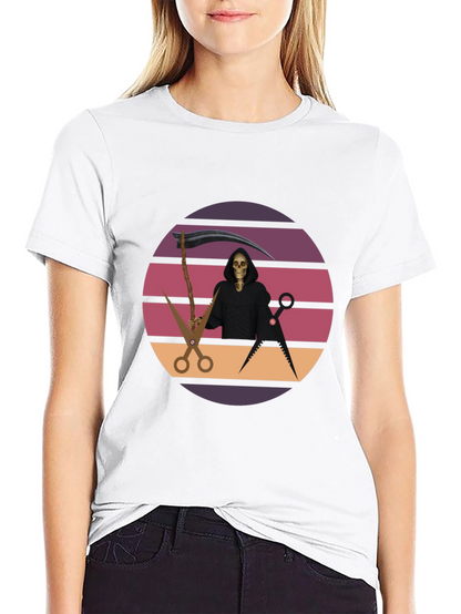 Retro Grim Reaper Barber T-Shirt