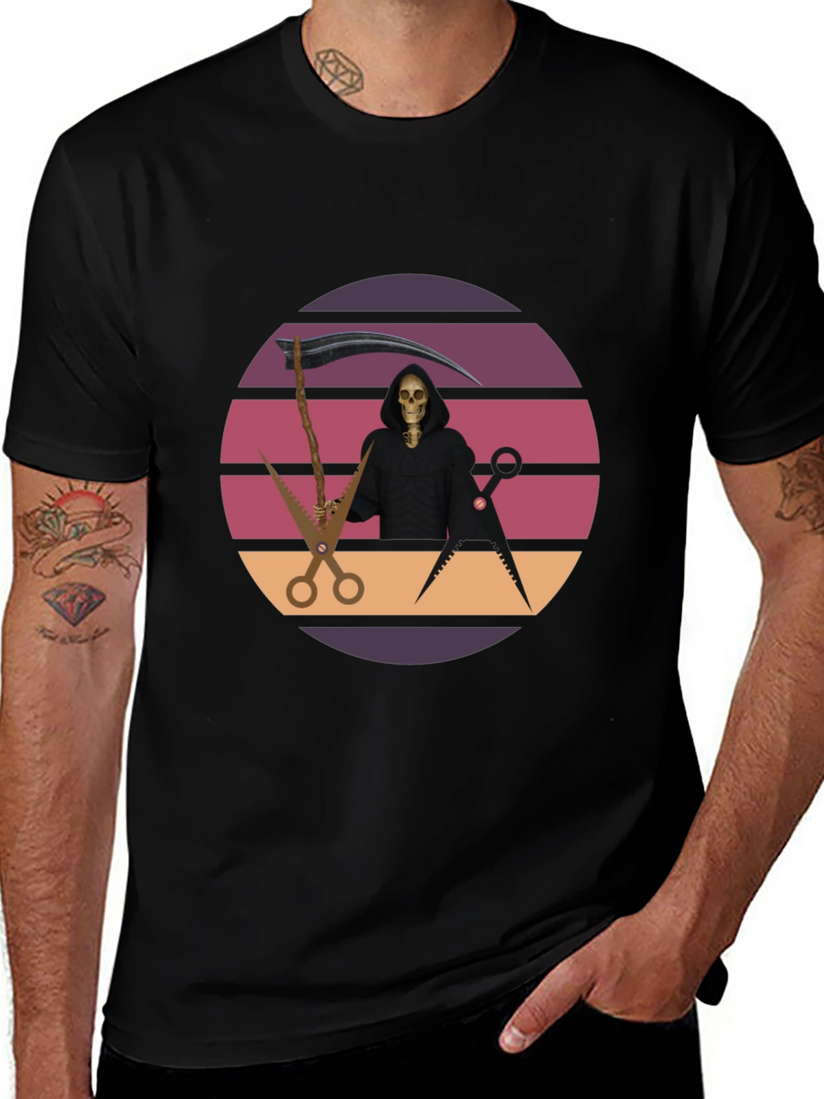Retro Grim Reaper Barber T-Shirt