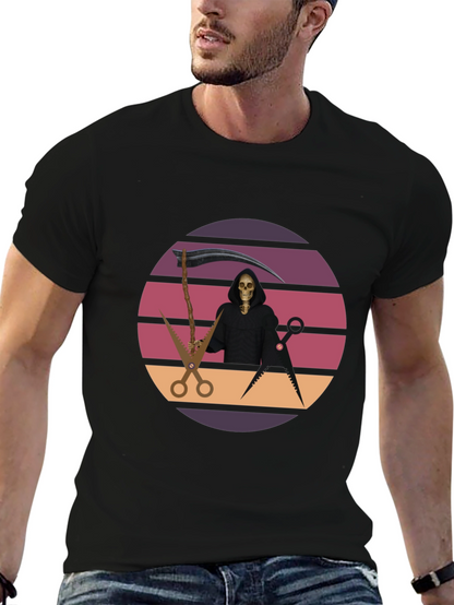 Retro Grim Reaper Barber T-Shirt