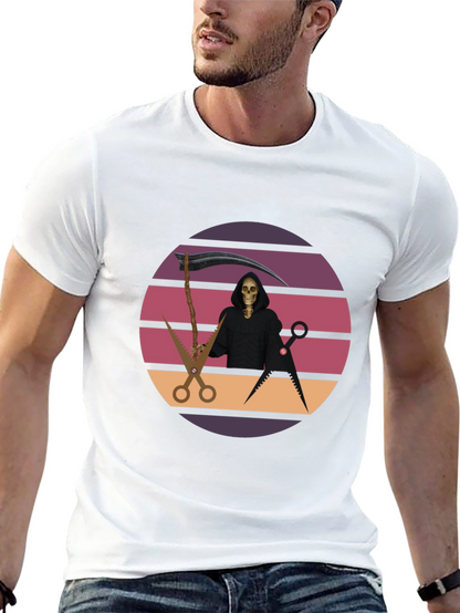 Retro Grim Reaper Barber T-Shirt