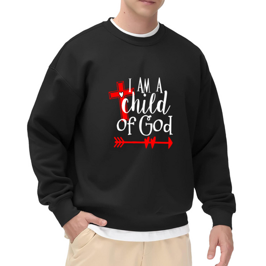I Am A Child Of God Cross Crewneck Sweatshirt, Christian Faith Heartbeat Pullover, Religious Gift