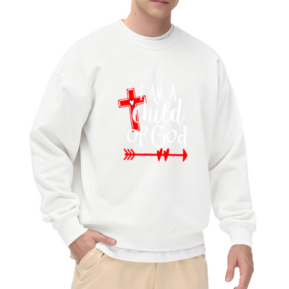 I Am A Child Of God Cross Crewneck Sweatshirt, Christian Faith Heartbeat Pullover, Religious Gift