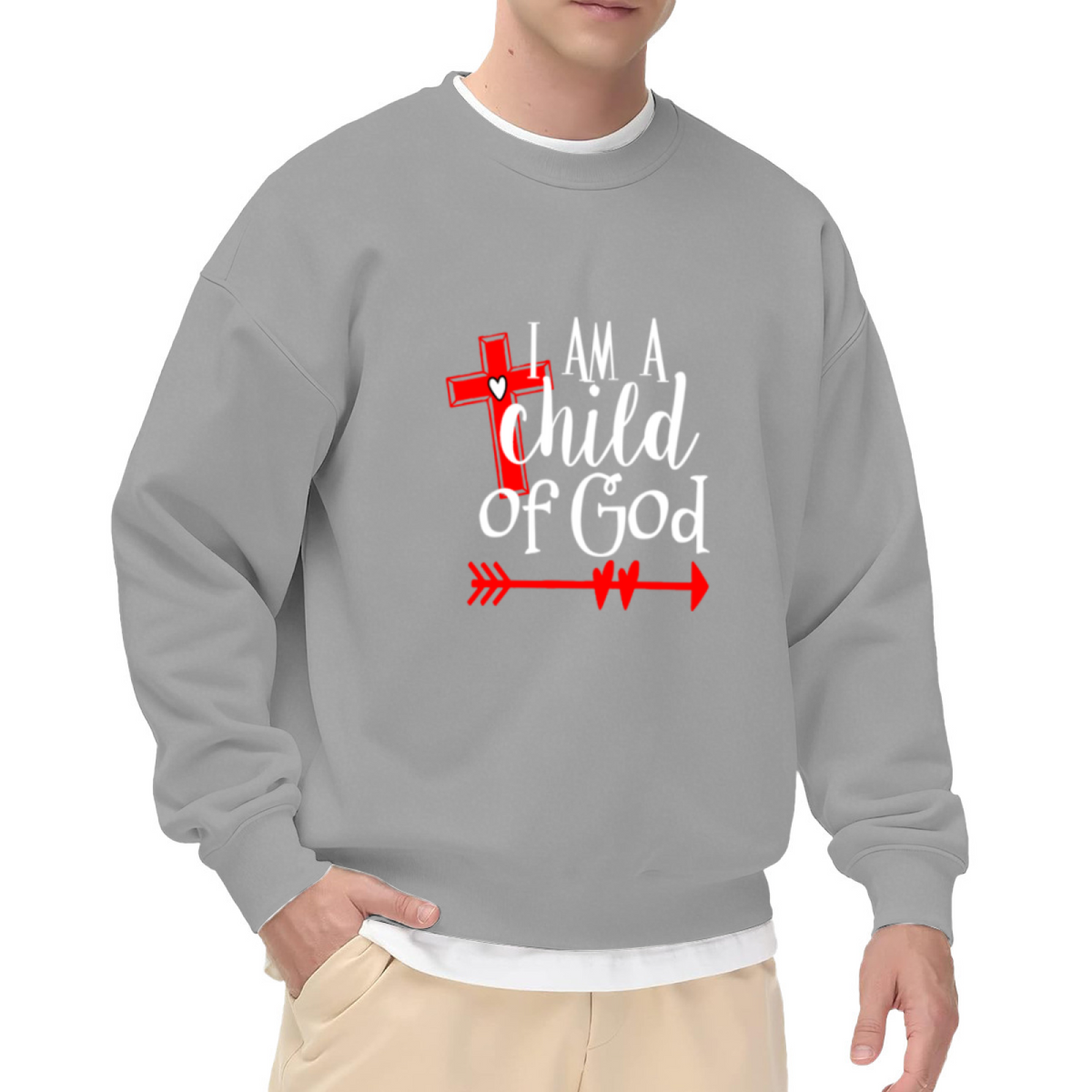 I Am A Child Of God Cross Crewneck Sweatshirt, Christian Faith Heartbeat Pullover, Religious Gift